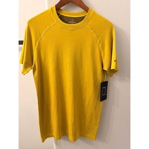 Fabletics Training Day Tee Mens Small Yellow Short Sleeve Athletic Shirt NEW
